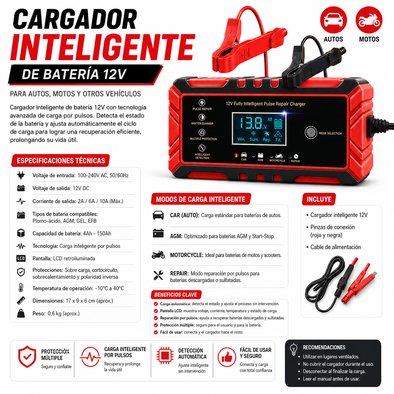 Cargador De Bateria Para Auto